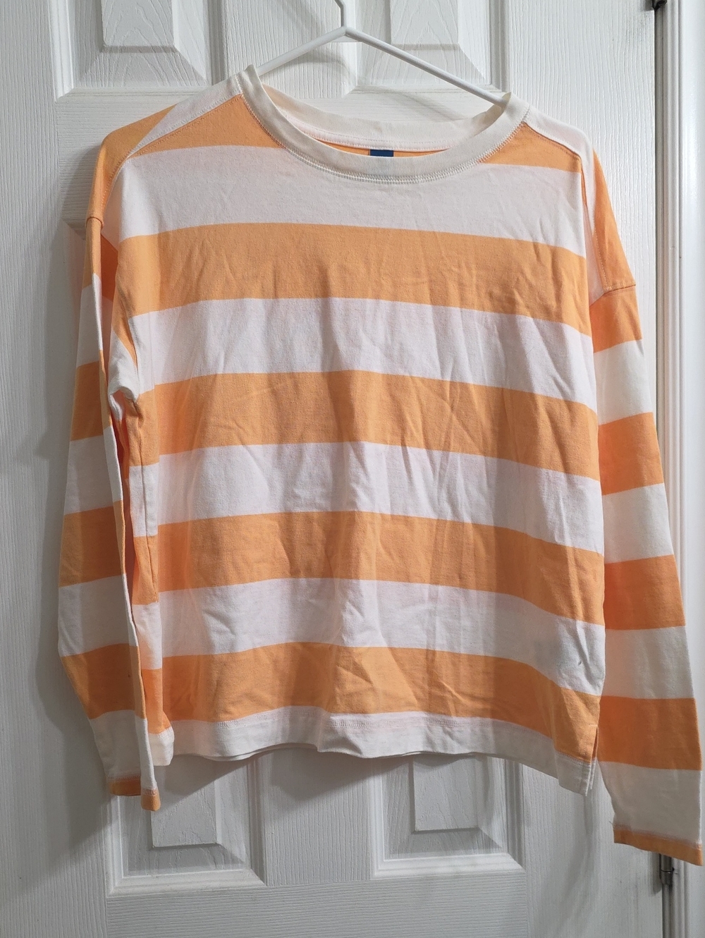 Old Navy Striped Long Sleeve Tee - White & Light Orange - Size M